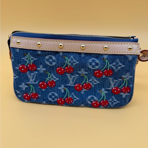 🍒NEW RARE🍒 Louis Vuitton Denim Cherry Pochette - Full Set - Picture 6 of 14